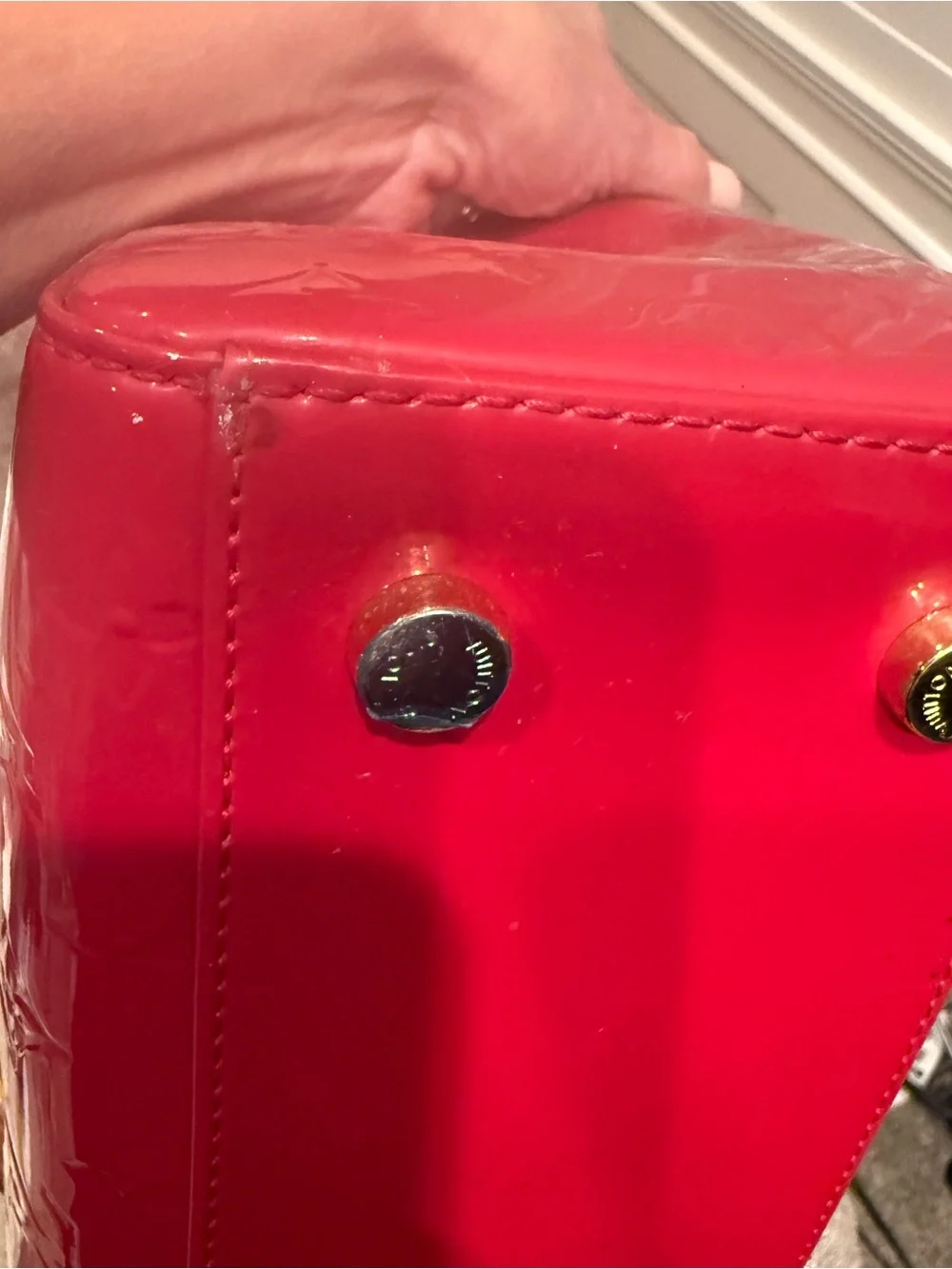 Louis Vuitton Red Vernis Brea MM Top Handle  Detachable Strap